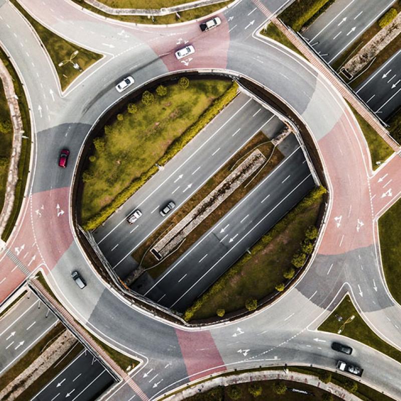 Image of a round about from above