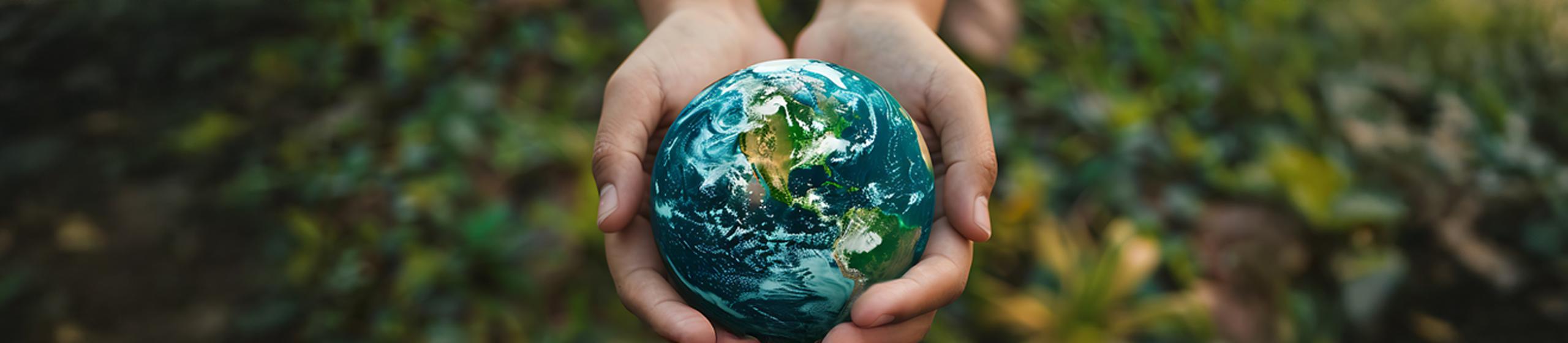 Hands holding a globe